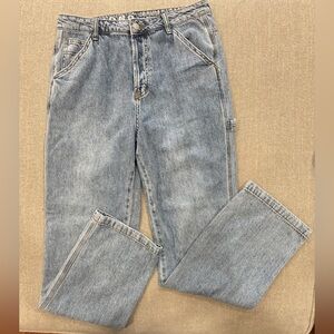 S.O.N.G. song Carpenter cargo baggy‎ boyfriend Casual Light Wash Denim Jeans